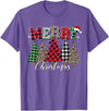 Merry Christmas Leopard Buffalo Red Plaid for Men Women T-Shirt - Purple Heather