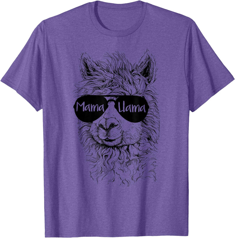 Mama Llama Funny Animal Apparel Llama Lover Mama Llama T-Shirt - Purple Heather