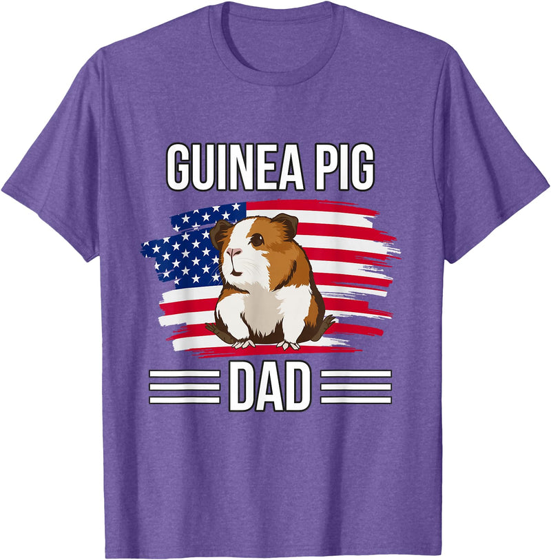 Funny Guinea Pigs Outfits Cavy US Flag 4th Of July Father's Day Guinea Pig Dad T-Shirt - Purple Heather