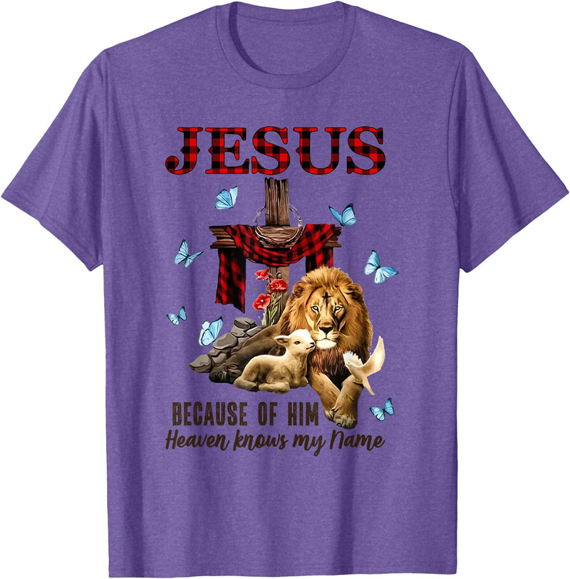 Unknow FAITH Jesus Lion Lamb Heaven Know My Name T-Shirt - Purple Heather