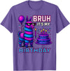 gaming gamer Birthday Llama Pinata Family Apparel Bruh It’s My Birthday Funny Llama Pinata Bday boy Kids Party T-Shirt - Purple Heather