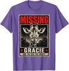 Missing Gracie Texas Giraffe Gracie The Giraffe Missing T-Shirt - Purple Heather