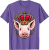 Wowsome! King Pig Wearing Crown - Queen Pig Animal T-Shirt - Purple Heather