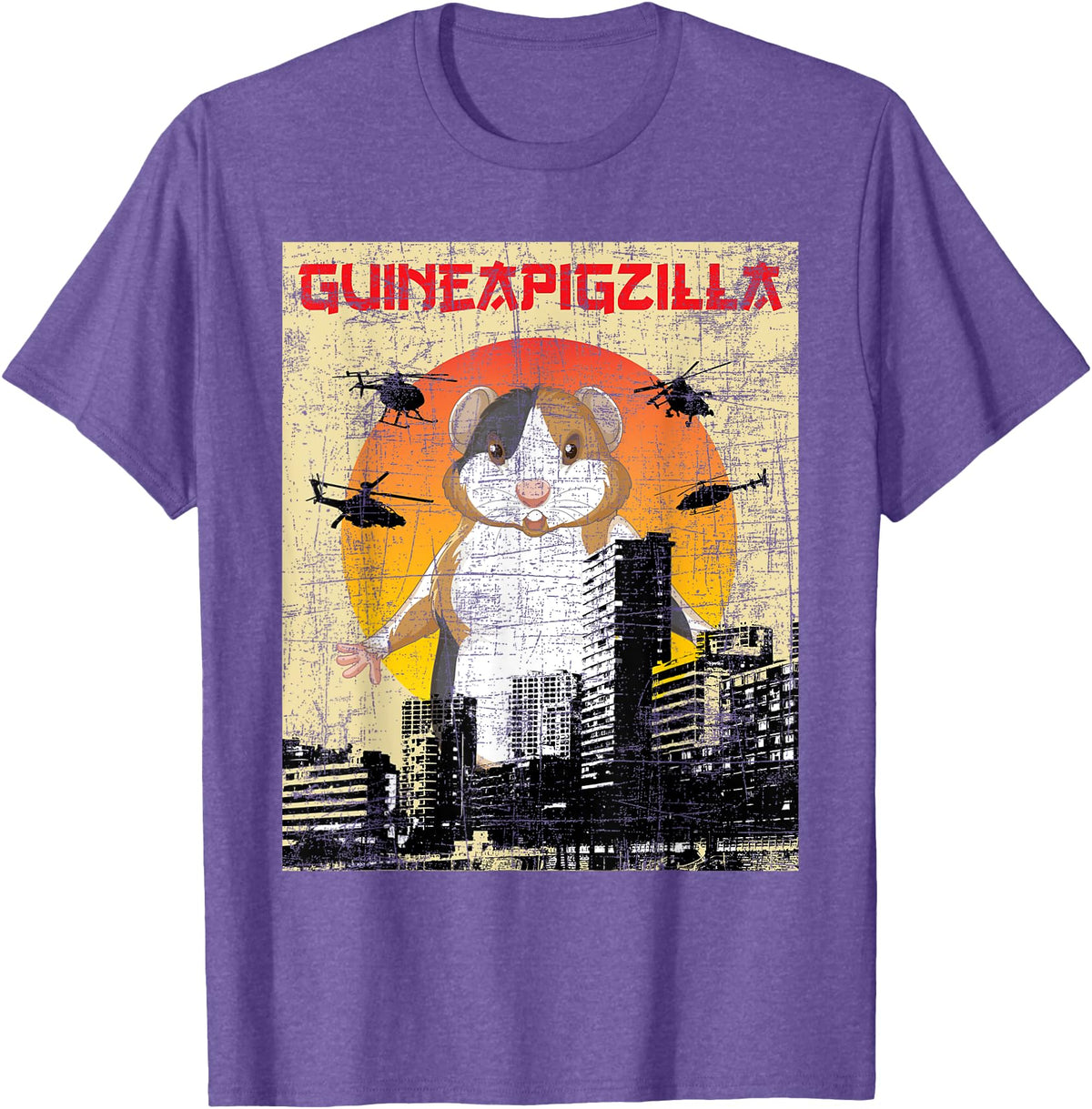 Funny Guinea Pig Shirts Guineapigzilla - Guinea Pig Animal Lover Rodent Pet Owner T-Shirt - Purple Heather