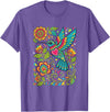 FolkFlight Design Co Bird Hummingbird Floral Folk-Art Colorful T-Shirt - Purple Heather