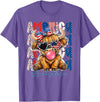 Cute Cow Creations Highland Cow 4th of July, Patriotic Cowgirl Bow Design T-Shirt - Purple Heather