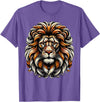 Lion Lover Face Wild Animal Lion Face Animal Lion T-Shirt - Purple Heather
