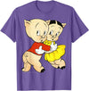 Looney Tunes Porky & Petunia Pig Portrait T-Shirt - Purple Heather