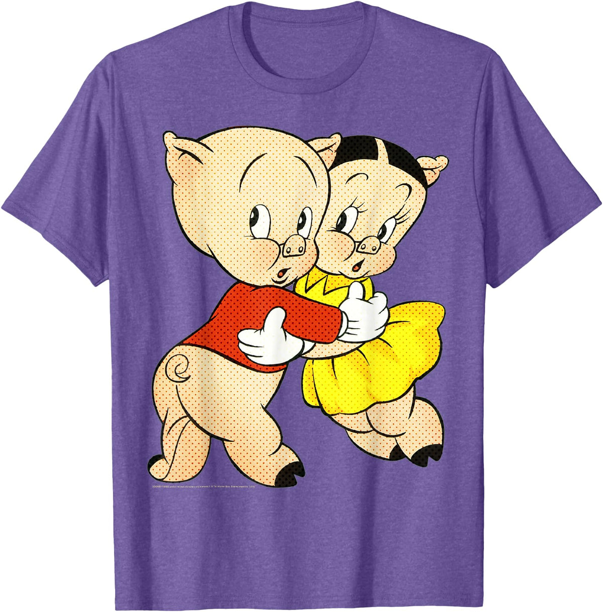 Looney Tunes Porky & Petunia Pig Portrait T-Shirt - Purple Heather
