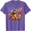 July 4th Highland Cow Farm Lovers America Tees 4th of July Highland Cow Patriotic Cow Farmer Men Women Kids T-Shirt - Purple