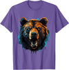 Forest Animal Art Bear Portrait Splash Forest Artwork Animal Lovers Motif T-Shirt - Purple Heather