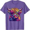 Funny Highland Cow Lover Colorful Highland Cow T-Shirt - Purple Heather