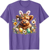Highland Cow Land of NYC Highland Cow Easter Bunny Moo Basket Egg Floral Women Girls T-Shirt - Purple Heather