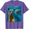 Selfie Llama and Shark Summer Scuba Diving Funny Llama Selfie with Shark Ocean Lovers T-Shirt - Purple Heather