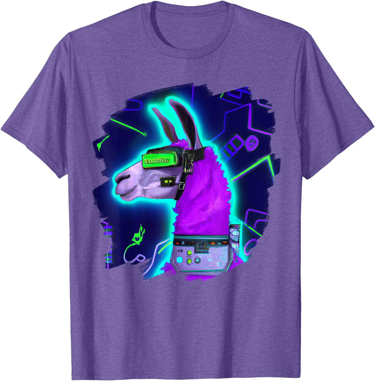 Llama Robot Cyborg Life Apparel Llama Cyborg Robot Llama Cool Artistic Retro Alpacas T-Shirt - Purple Heather