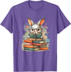 Reading Bunny with Glasses Bookworm Books Reader Unisex-Adults T-Shirt in Purple Heather