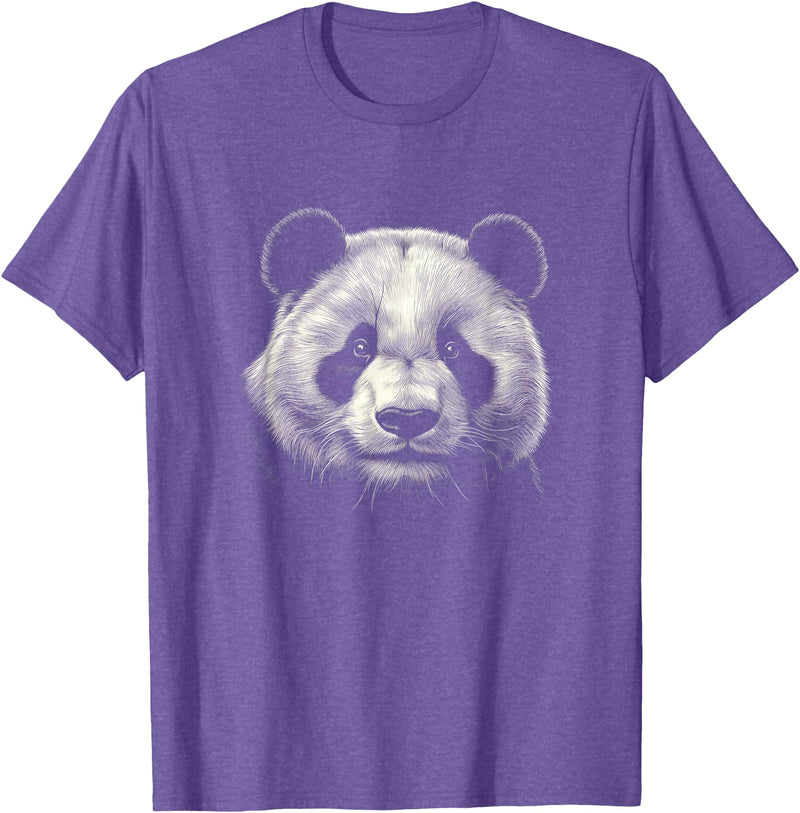 Panda Lover Theme Designs Panda Bear Face Graphic Art Design T-Shirt - Purple Heather