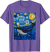 Whale Designs. Whale Fish Van Gogh Style Starry Night Sea Graphic T-Shirt - Purple Heather