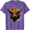 Safari Animal Art Buffalo Animal Print Portrait Bison Nature Artwork T-Shirt - Purple Heather