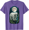 Polar Wilderness Fan Wildlife Lover Polar Bear Full Moon Night Forest Wildlife Nature Lover T-Shirt - Purple Heather