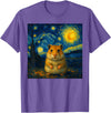 Hamster Starry Night Van Gogh Art for Men Women Kids T-Shirt - Purple Heather