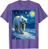 Polar Bear Van Gogh's Starry Night Wildlife Art Van Gogh's Starry Night Polar Bear Ice Bear Animal Lovers T-Shirt - Purple Heather
