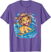 Cute Lion surfing gifts Cute Surfing Lion Riding the Waves T-Shirt - Purple Heather