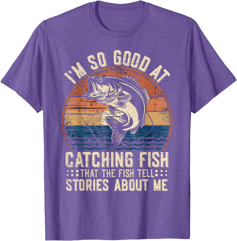 Funny Fisherman Fish Saying Mens Fishing Funny Fisherman Bass Fishing Jokes Fish T-Shirt - Purple Heather