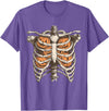 Ribcage Pumpkin Spooky Halloween Women Men Kids Retro Vintage 90s Ribcage Pumpkin Face Horror Halloween T-Shirt - Purple