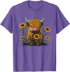 Scottish Highland Cow Cute Highland cattle Cow Funny Highland Cow T-Shirt - Purple Heather