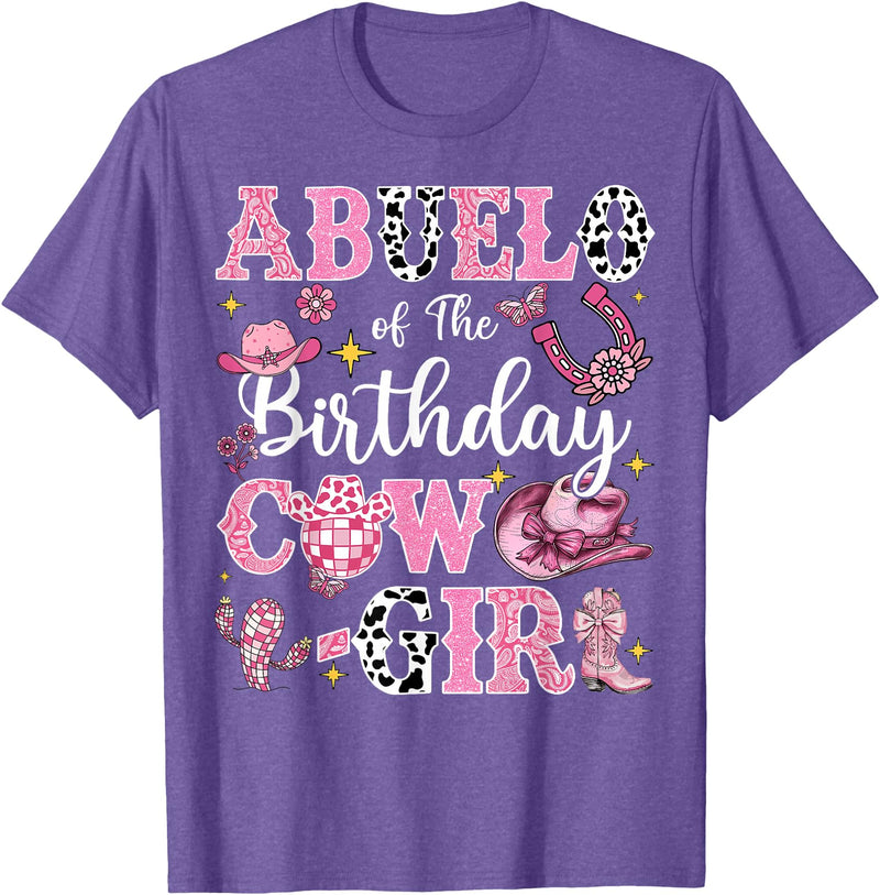 CowGirl Birthday Family Matching Abuelo Of The Birthday Cow-Girl Rodeo Abuelo Bday Party T-Shirt - Purple Heather