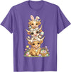 Western Easter Highland Cows Tees Western Easter Highland Cow Cute Bunny Cow Eggs Farmer Girls T-Shirt - Purple Heather