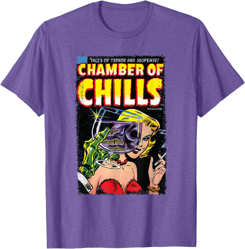 Velleity Studios Horror Comic Book Cover Chamber of Chills 19 T-Shirt - Purple Heather