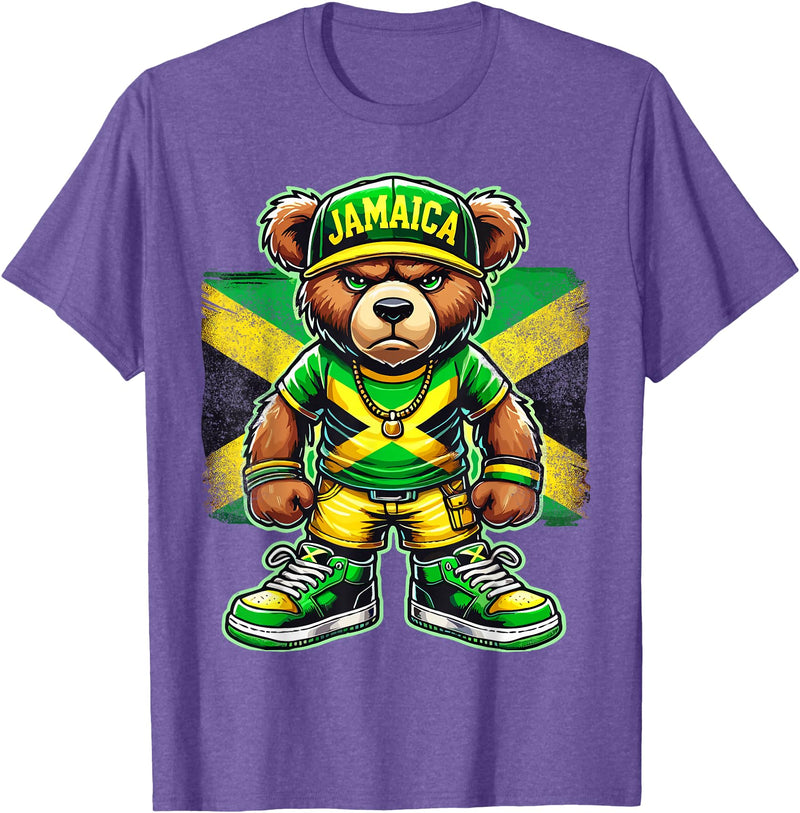 Jamaica Flag Lover Jamaica Flag Teddy Bear Jamaican T-Shirt - Purple Heather