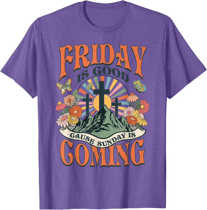 Easter Jesus Christian Friday Is Good Cause Sunday Is Coming T-Shirt in Purple Heather