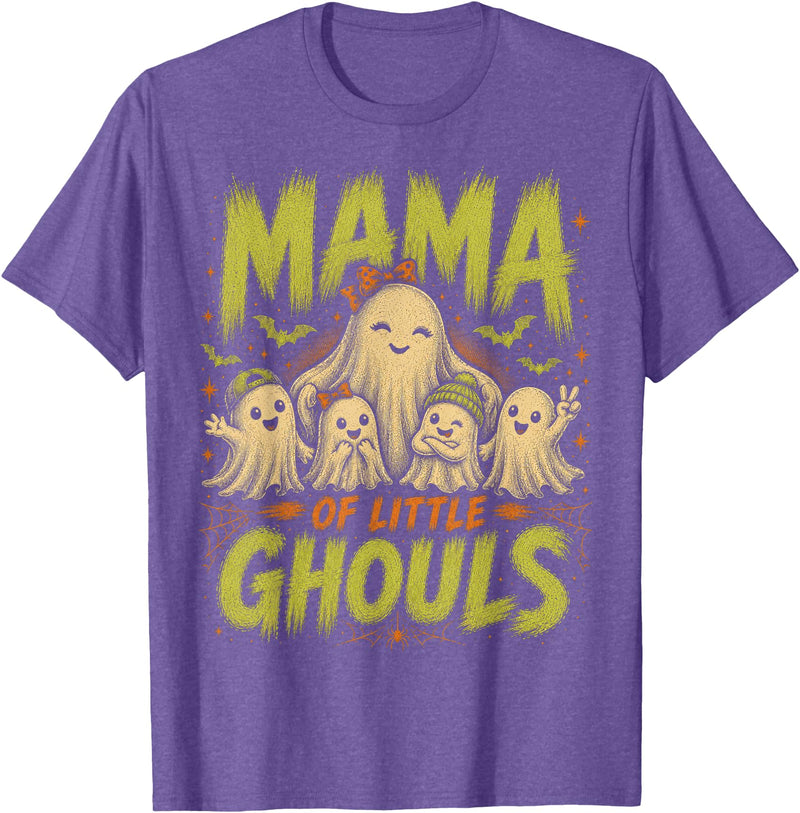Mama of Little Ghouls Halloween Clothing BB Funny Halloween Mom Shirt Mothers Day Mama of Little Ghouls T-Shirt - Purple