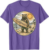 Retro Coastal Surf Bear Vintage Beach Apparel Vintage California Surf Bear Beach Retro Coastal Summer T-Shirt - Purple Heather