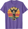 The Giraffe Fan Co. Giraffe Vintage Sunglasses Funny T-Shirt - Purple Heather