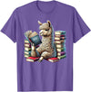 Llama Book Lover Llama Reading Book Reader Bookworm Alpaca Lover T-Shirt - Purple Heather