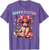 Farm Animal Highland Cow easter Gifts Happy Easter Day Highland Cow Cute Holiday Bunny Women Kids T-Shirt - Purple Heather