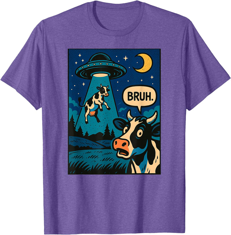 CowAxis1 Funny Cow Meme UFO Alien Zoo Boys Girls Kids T-Shirt - Purple Heather