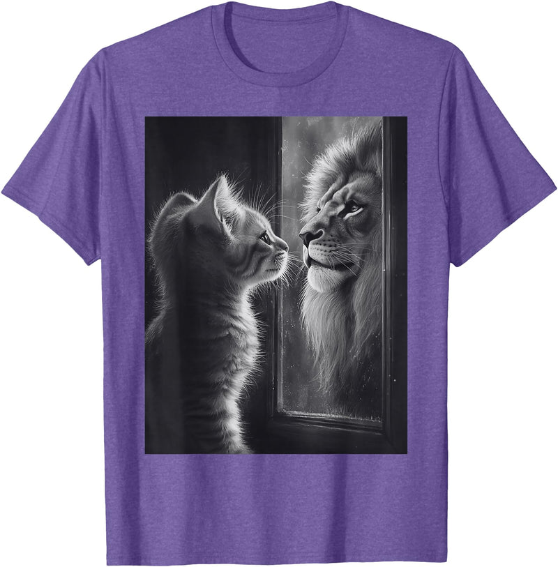 SH-Star Cat Lion Mirror Reflection Art Gifts Animal Face Ni T-Shirt - Purple Heather