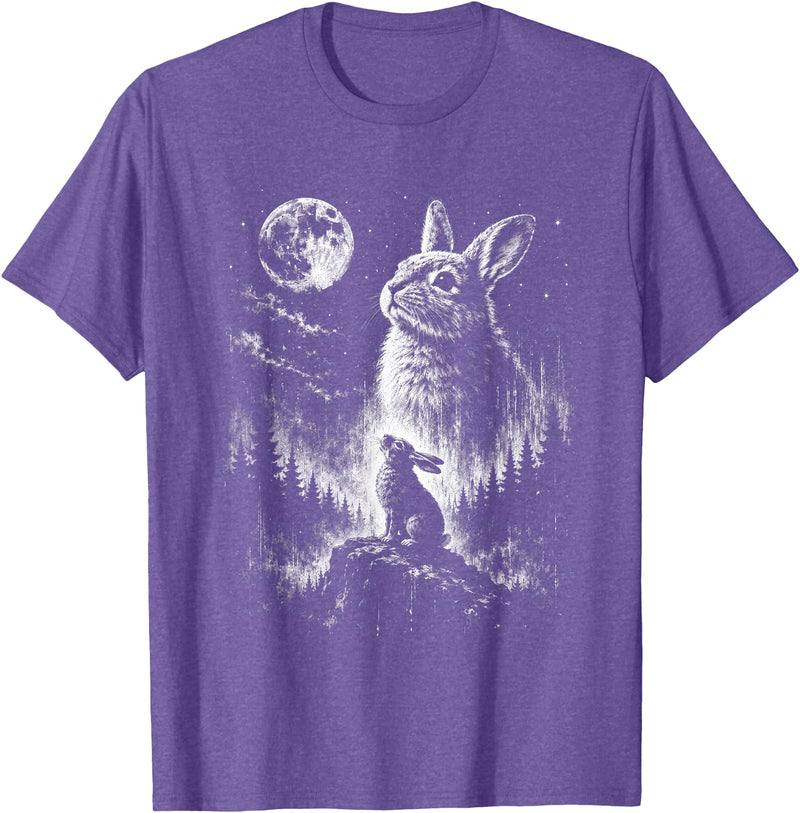Bunny Rabbit Howling to the Moon Bunny Howl At T-Shirt in Purple Heather