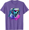 Colorful Artistic Polar Bear Animal Motifs Polar Bear Colorful Music Headphones Artistic Polar Bears T-Shirt - Purple Heather