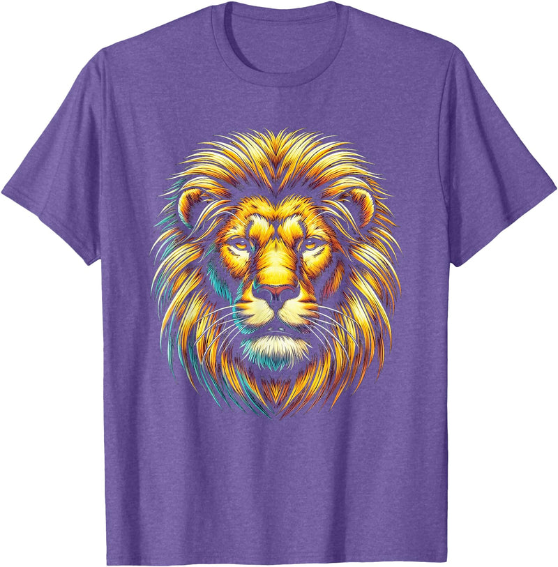 StopLyonLyonCos Co. Gift for Lion Lovers Men Women Kids Calm Relaxed Lion Face T-Shirt - Purple Heather