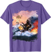 Random Galaxy Bear Riding Shark Funny T-Shirt - Purple Heather