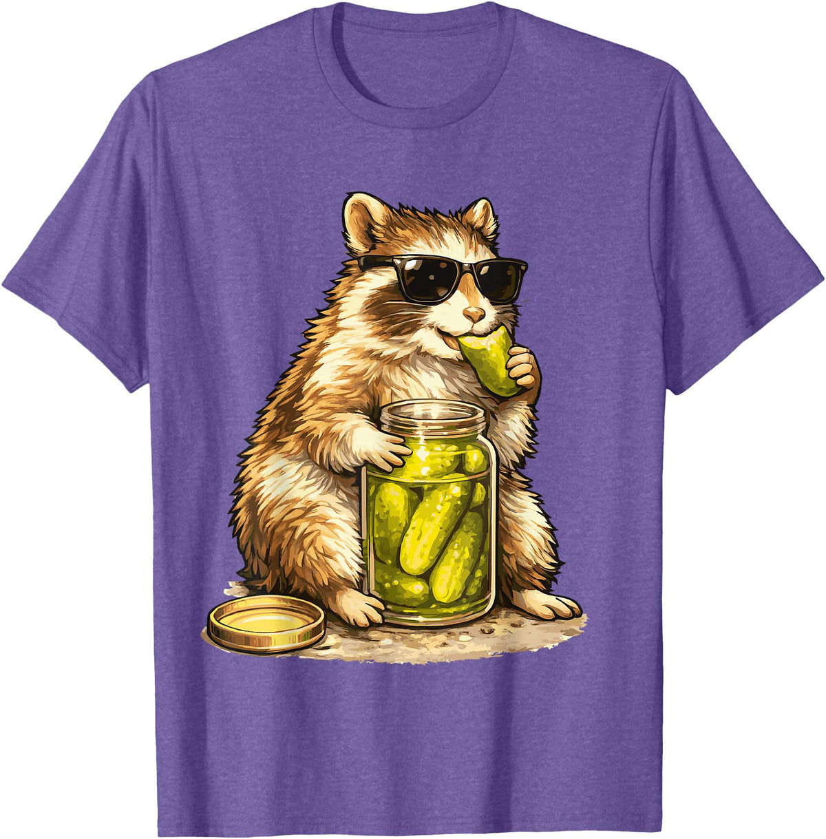 Pickle Munching Guinea Pig Designs Funny Guinea Pig Pickle Lover T-Shirt - Purple Heather