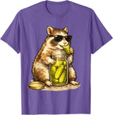 Pickle Munching Guinea Pig Designs Funny Guinea Pig Pickle Lover T-Shirt - Purple Heather