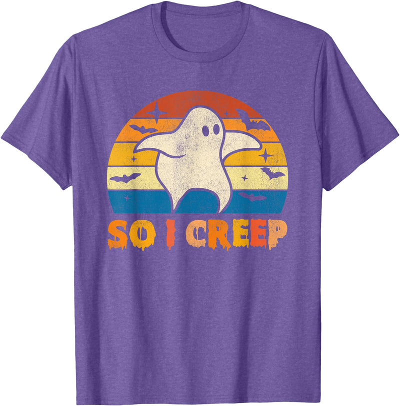 Creeping Ghost Halloween Tees So I Creep Ghost Halloween Funny T-Shirt - Purple Heather