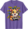 Hamster Gamer Pew Funny Video Games Vintage Boys Men Girls T-Shirt - Purple Heather